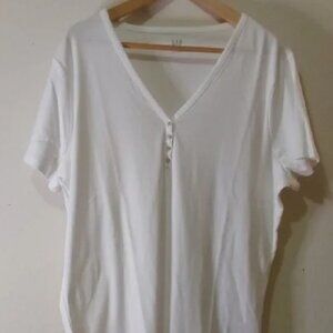 GAP White V-Neck Short Sleeve Tee